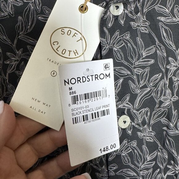 Soft Cloth Brand soft point collar mens shirt italian leaf print size medium - Picture 8 of 11